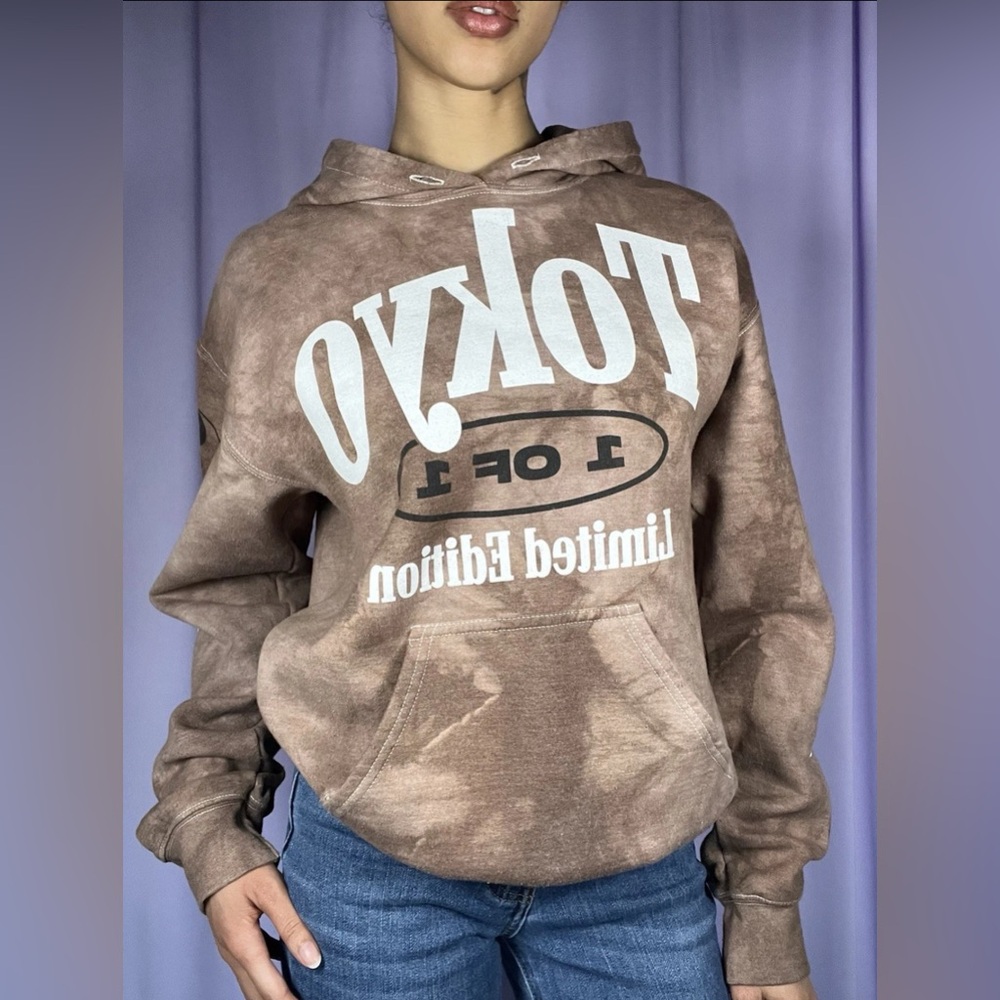 Gildan Tokyo 1 of 1 Limited Edition Brown Tye Die Hoodie Size S Streetwear Japan
